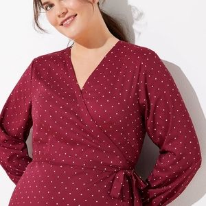 Loft maroon star wrap dress